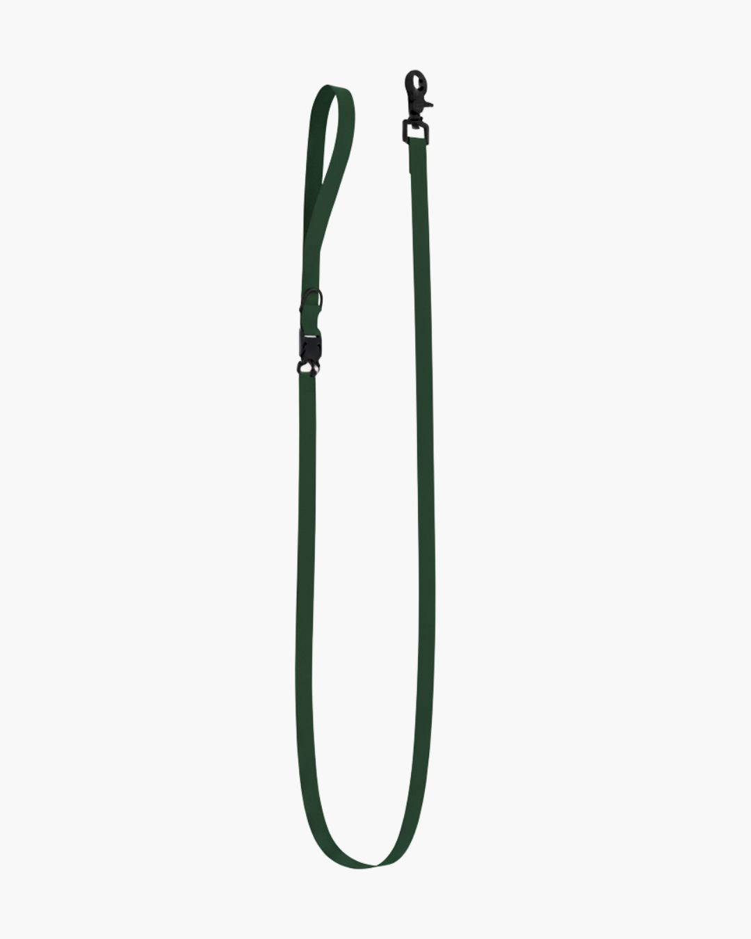 Green dog leash with a clip on a white background